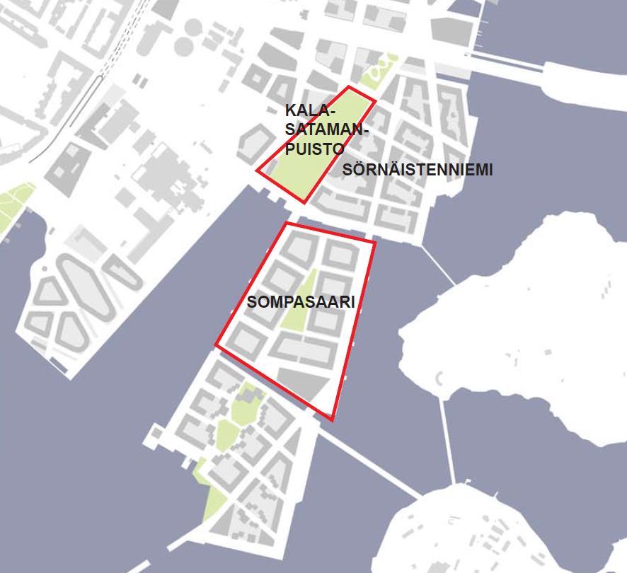 KAUPUNGINKANSLIA TOTEUTUSSUUNNITELMA 5 (6) LIITE 1b: Kalasataman Sompasaari ja Kalasatamanpuisto (sijaintikartta) Väestön lisäys vuosittain Työpaikkojen lisäys vuosittain Asuntotuotanto