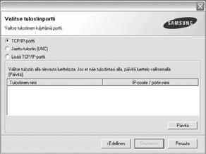 Kun olet määrittänyt ja tarkistanut TCP/IPasetukset, voit asentaa ohjelmiston verkon jokaiselle tietokoneelle. Voit asentaa tulostinohjelmiston käyttämällä normaalia tai mukautettua menetelmää.