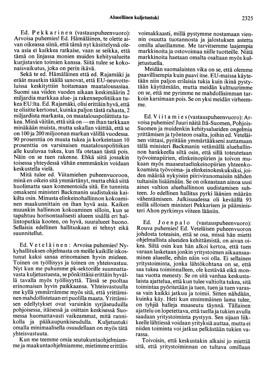 Alueellinen kuljetustuki 2325 Ed.