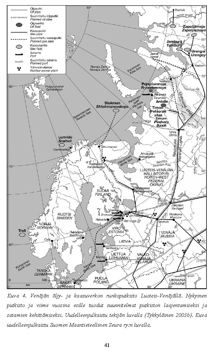 ESIMERKKIANALYYSIN TULOKSIA Energiansiirtoverkot ovat myös logistiikkaa ja infrastruktuuria öljy- ja