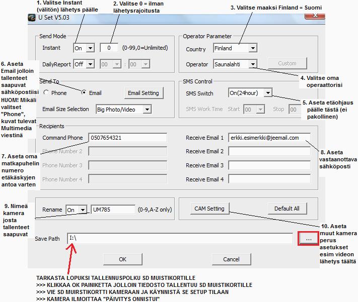 KUN OK PAINETTU CAM SETTING TAULUKOSTA,