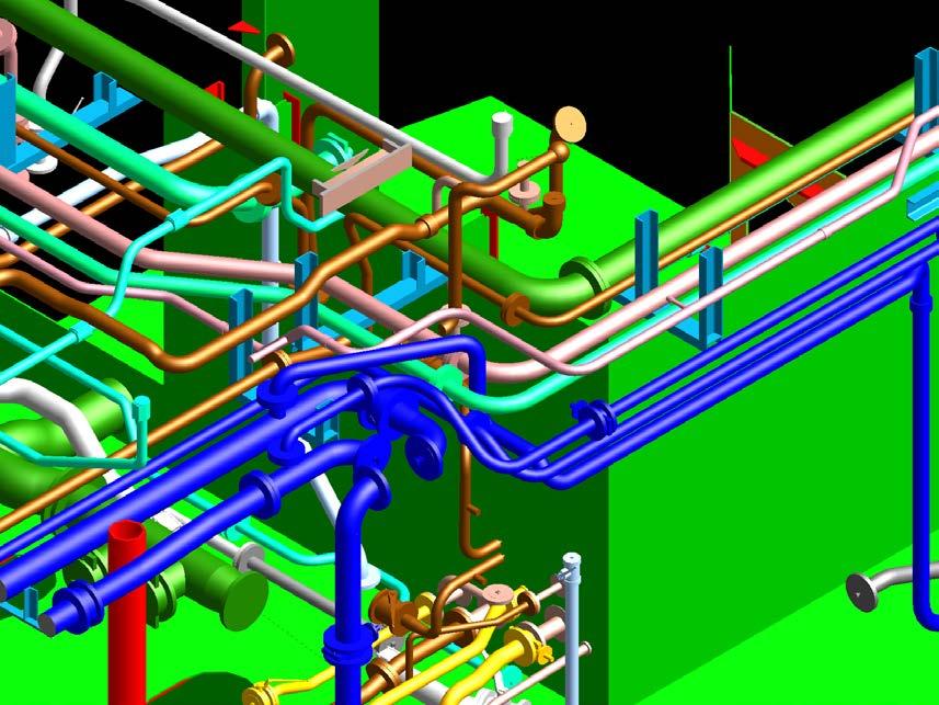 11 Kuva 4 Mallinnettuja putkia 2.1.3 HVAC Designer HVAC Designer sovellusta käytetään ilmanvaihtoputkien ja kanavien mallintamiseen, sijoitteluun ja reititykseen 3D-muodossa.