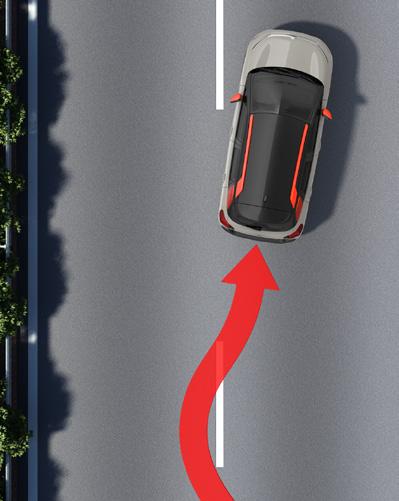KATVEAVUSTIN Katveavustin informoi kuljettajaa oranssin värisellä, sivupeilissä näkyvällä varoitusmerkillä