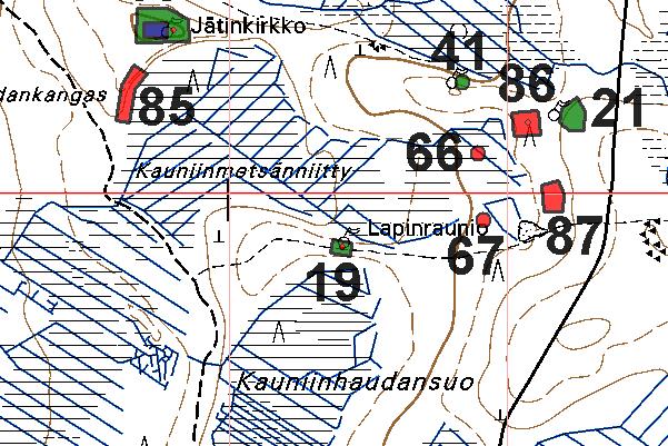 19 RAAHE 19 KAUNIINMETSÄNKANGAS esihistoriallinen tunnistamaton: röykkiö 2432 09 KOPISTO x: 7159 90 y: 2528 20 z: 55 p: 7161 97 i: 3384 23 Purhonen P 1976 tarkastus, Sarkkinen M 1997 inventointi,