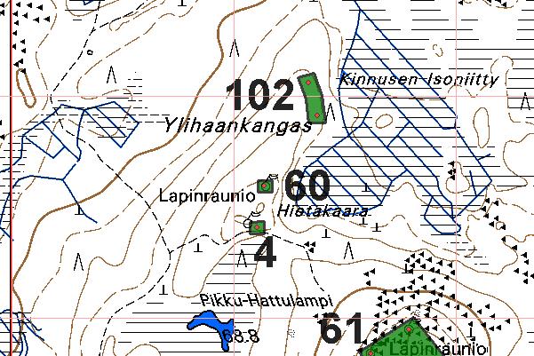 44 RAAHE 60 YLIHAANKANGAS 2 kivikautinen tunnistamaton: röykkiö 2441 10 KOPSA x: 7163 29 y: