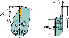 CoroTurn CoroCut CoroCut CoroCut Sorvaus-, uransorvaus-, katkaisu- ja muotosorvauslehti Ruuvikiinnitys R/L123 Ensimmäisen piston halkaisija, mm, tuumaa Liitoskoko Mitat, mm, tuumaa Kuvassa