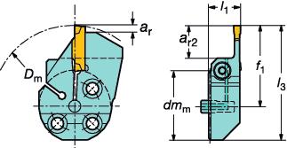 CoroTurn CoroCut CoroCut CoroCut Lehdet matalaan uransorvaukseen ja aksiaalipistoon Ruuvikiinnitys R/L123 Ensimmäisen piston halkaisija, mm, tuumaa Liitoskoko Mitat, mm, tuumaa Kuvassa oikeakätinen