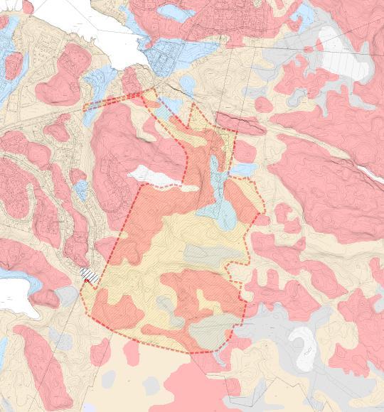 Suunnittelualue sijaitsee Olkahisten ja Vatialan välisellä kallioisella