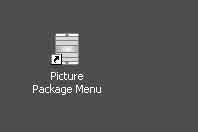 Pikakuvakkeet [Picture Package Menu] ja [Picture Package Menu destination Folder] tulevat työpöydälle (ja myös First Step Guide -pikakuvake, jos se on asennettu vaiheen vaiheessa 11