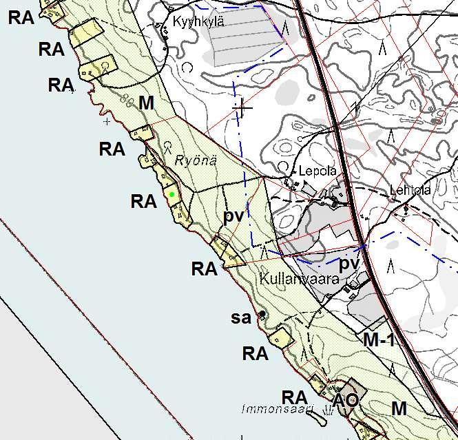 FCG SUUNNITTELU JA TEKNIIKKA OY Kaavaselostus 16 (36) 7) Loma-asuntoalue (RA), maa-