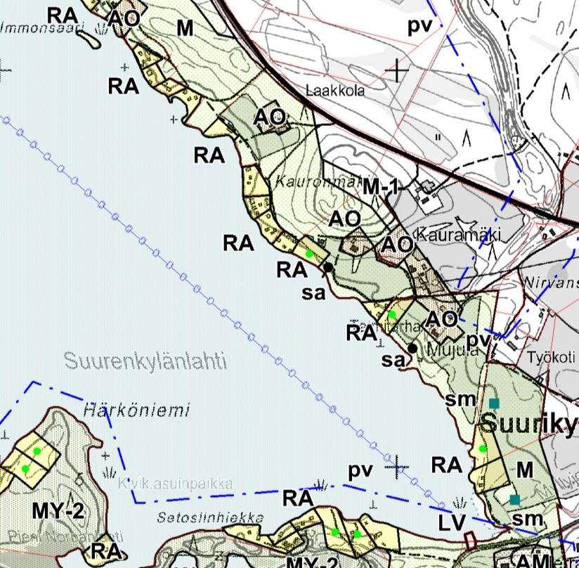FCG SUUNNITTELU JA TEKNIIKKA OY Kaavaselostus 18 (36) 9) Loma-asuntoalue (RA), maa-