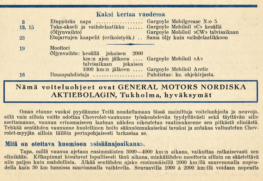 Gargoyle Kaksi kertaa vuodessa 3 Etupyörän napa Gargoyle Mobilgrease N.