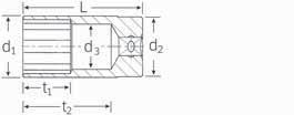 530 x 350 x 40 mm, 6-osainen Code g 96 83 8 72 502 A d d 2 d 3 t t 2 Code mm/" mm mm mm mm mm mm g S 03 24 02 08 20,8-3 /6 27,7 26 20 83 22 66,2 96 Nro 2309K /2" a AV 7; 9; 20,8 mm- 3 /6" Nro 72/5 30