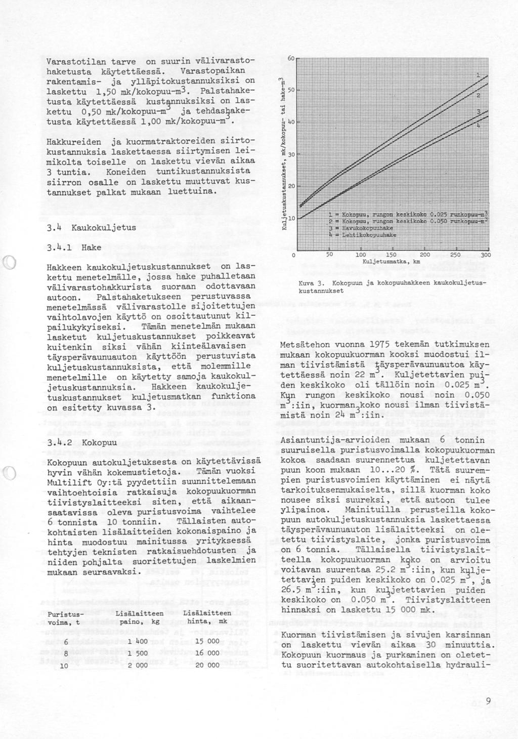 Varastotilan tarve on suurin välivarastohaketusta käytettäessä. Varastopaikan rakentamis- ja ylläpitokustannuksiksi on laskettu 1,5 mk/kokopuu-m3.