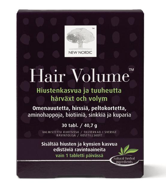 HAIR VOLUME Hair Volume -tabletit tukevat normaalia hiustenkasvua ja lisäävät niiden tuuheutta