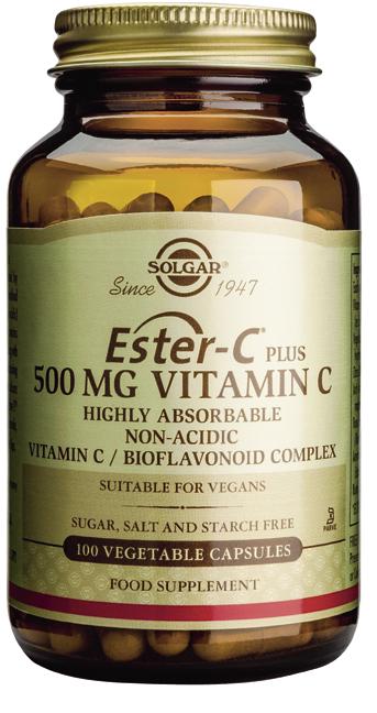 ESTER-C PLUS 500 MG Vatsaystävällisessä ja hyvin imeytyvässä muodossa. C-vitamiini edistää mm.