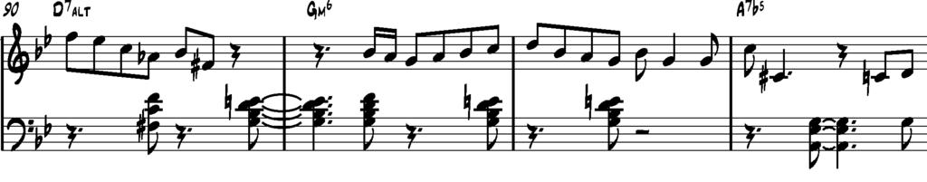 17 harmonista sävyä merkittävästi modernimpaan suuntaan. Tämän hajotuksen soundi liittyy vahvasti Tynerin soittamaan melodialinjaan, joka tässä tapauksessa yleensä perustuu pentatoniseen asteikkoon.