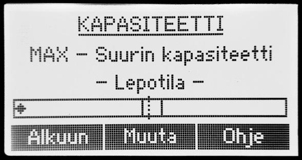 Kapasiteetti CTR A ES:n kapasiteetti voidaan optimoida kyseistä työtä ja tilannetta varten valitsemalla sopivan kolmesta eri toimintatilasta.