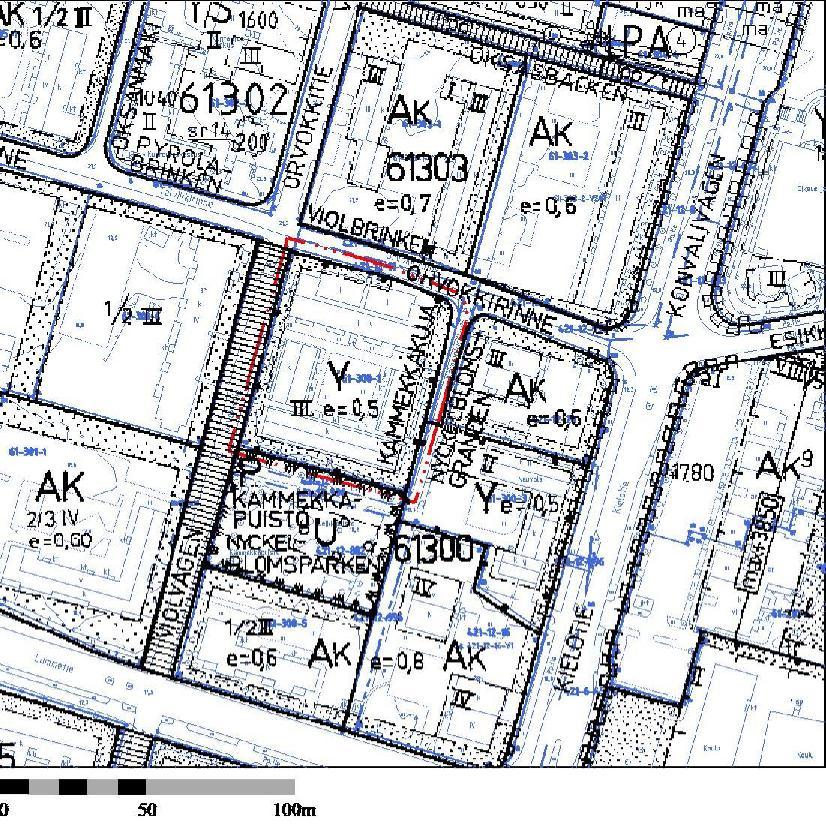 Asemakaavatilanne (10.8.1975 kh ja SM 8.7.1981) Voimassa olevassa asemakaavassa nro 610700, Tikkurila VII, korttelialue on osoitettu yleisten rakennusten korttelialueeksi (Y).