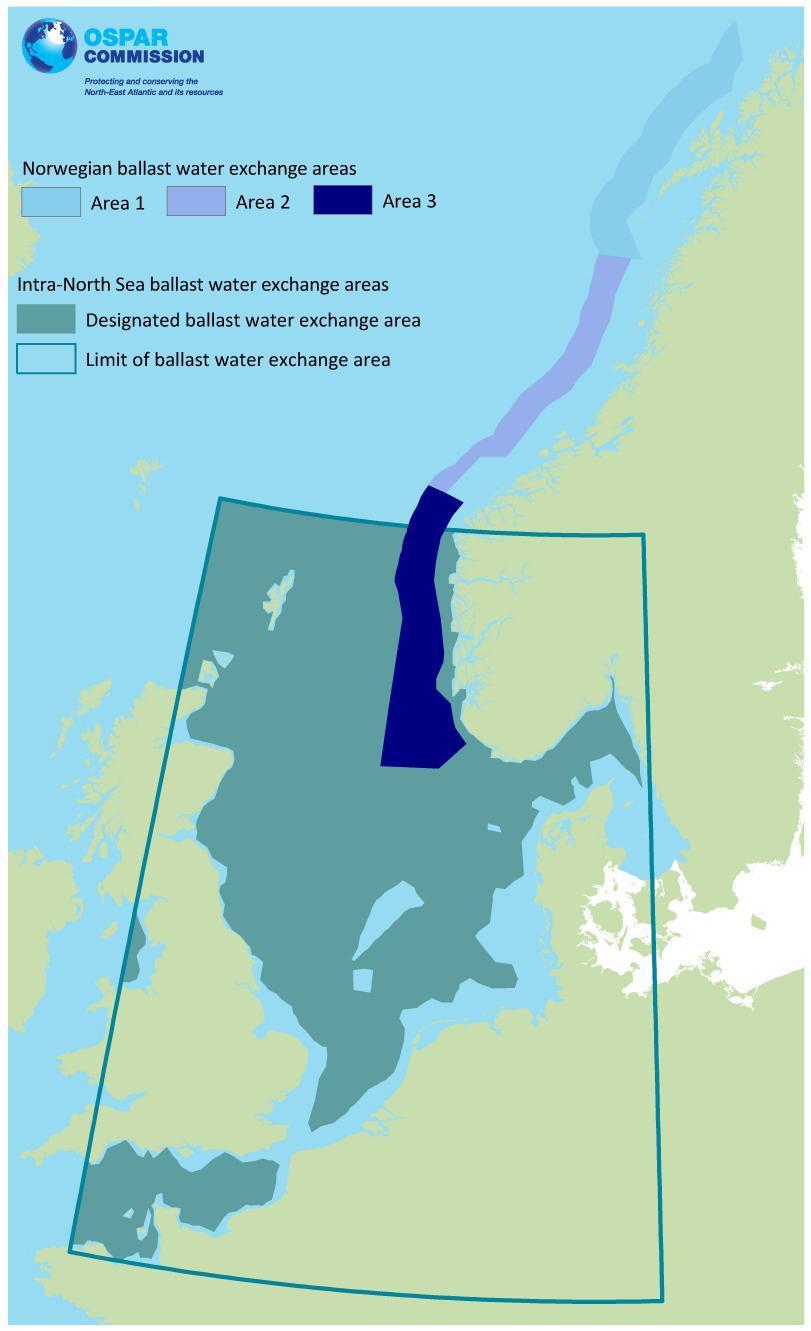 Yleissopimuksen soveltaminen Pohjanmerellä OSPAR jäsenvaltiot ovat perustaneet Pohjanmerelle painolastivesien