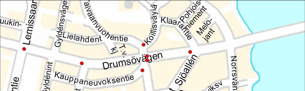 Kuva 20. 5 cm tai sitä korkeammat suojateiden reunakivet Lauttasaaren kartoitetuilla alueilla ja reiteillä. 3.