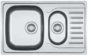 Polar PXN 611-60 1-altainen teräsallas valutustasolla Leveys: 615mm Altaan mitat: 350 x 410 mm, syvyys: 155mm 3,5