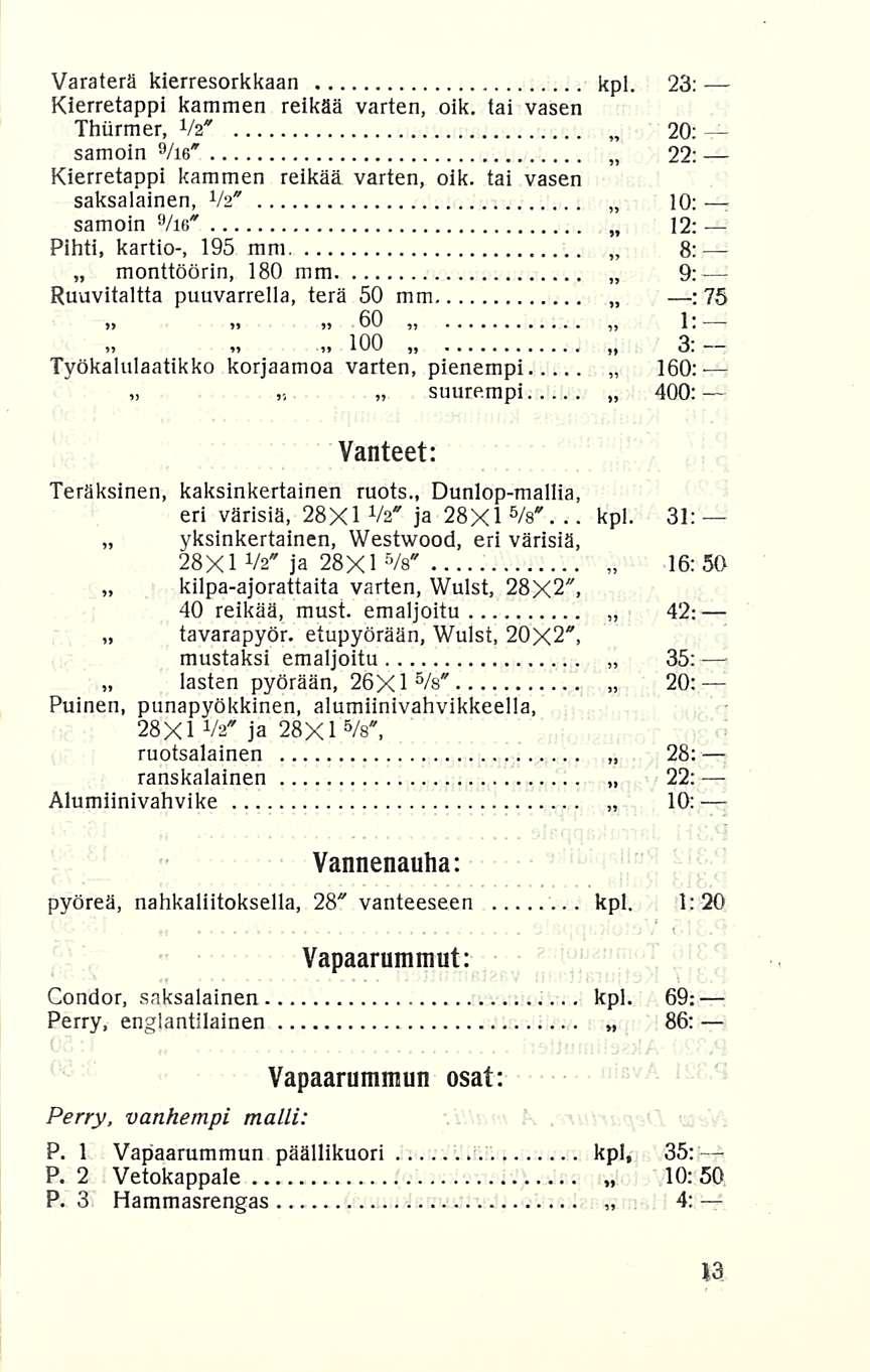 iinnui 60»»>»» **u it-ia uv imu uium. 8: - Varaterä kierresorkkaan kpl. 23: Klerretappi kämmen reikää varten, oik. tai vasen Thiirmer, Va* 20: samoin 9 /ie" 22: Kierretappi kämmen reikää varten, oik.
