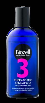 Kaikki hiuslaadut Rasvoittuva hiuspohja Kuiva hiuspohja Biozell Professional THERAPEUTIC -tuotesarja hoitaa hiuksia ja hiuspohjan häiriöitä.