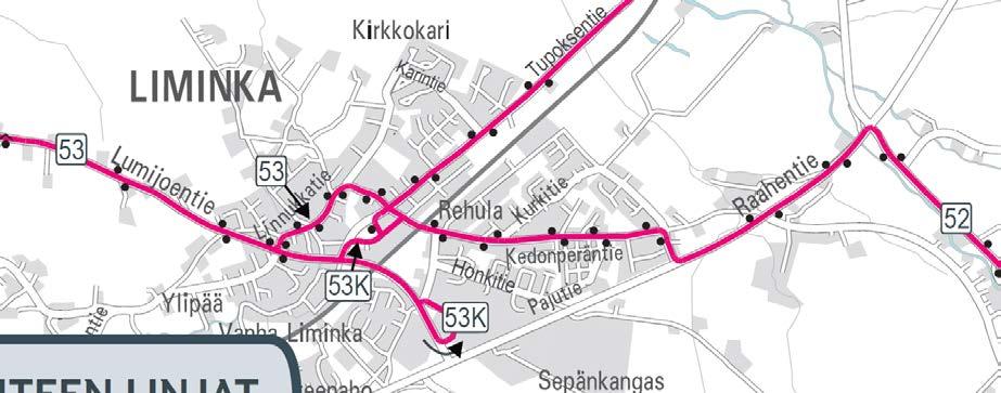 Molempien pysäkkien saavutettavuus on hyvä. Valtatien 8 ylittäminen sujuu turvallisesti liikennevalojen kautta. V= Ei ajeta Tupoksen kautta, B= Vuoro päätyy Kempeleen kuntakeskukseen Kuva 4.