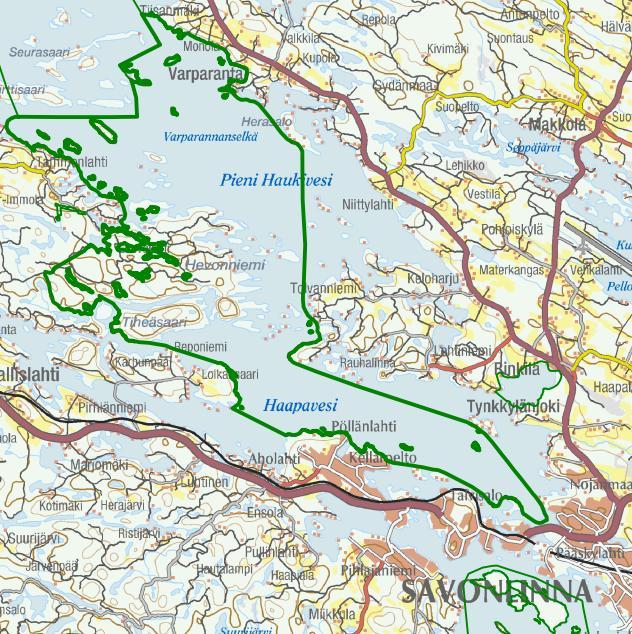 KAAVAMUUTOSALUE Ote Hevonniemen Natura 2000-alue (FI0500171). Pohjakartta Maanmittauslaitos lupa nro 7/MML/12. Aluerajaus SYKE. Karttakeskus Oy, Lupa L4659).
