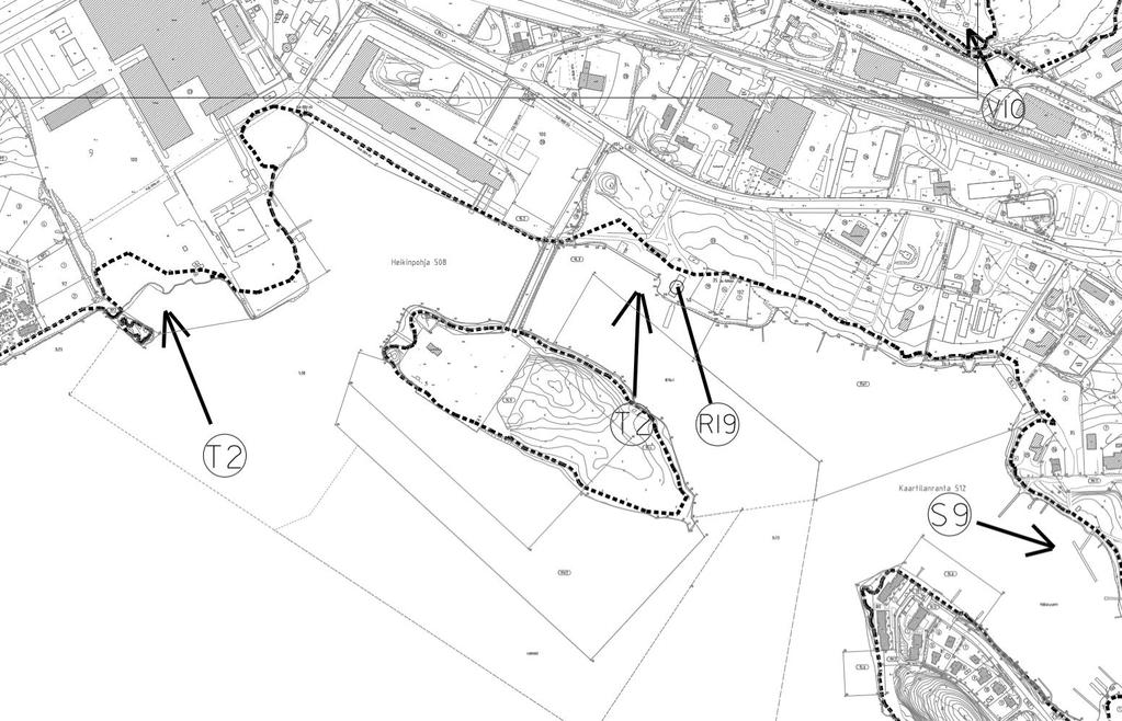 Oheisessa kuvassa on rajattu + 77 m (N60) käyrät, lähde Savonlinnan kaupunki, T=teollisuusrakennus ja R=varastorakennus sekä S=satama Vaikutukset valtakunnallisiin alueidenkäyttötavoitteisiin