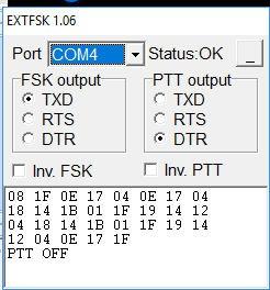 Valitse com -portiksi FSK/CW -kaapelin saama porttinumero (esimerkissä