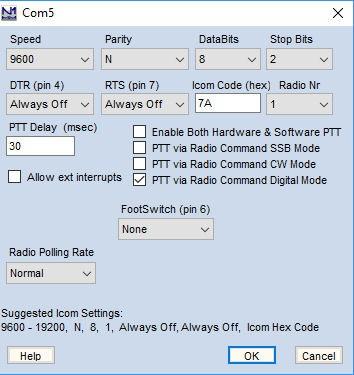 Avaa configure ports -kohdassa valikko Digital modes.