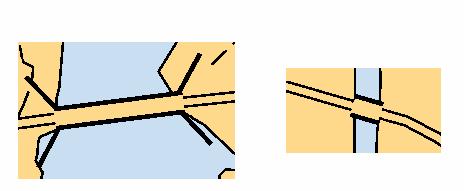 43 Kuva 22 Suomalaisissa merikartoissa käytettävä siltasymboli Vasemmalla oikea symboli, oikealla virheellinen 4.4.3 Asutus IHO M4 -standardissa todetaan asutuksen kuvaamisesta, että suuremmissa