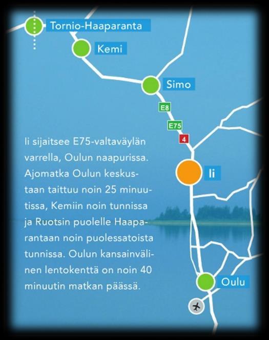 Noin 10 000 asukkaan kunta Oulun työssäkäyntialueella (väestö n.