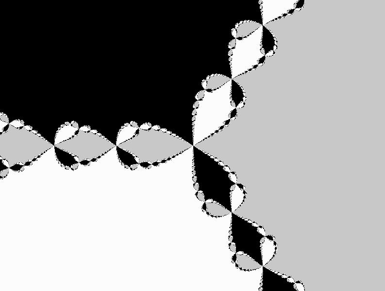 7. NEWTONIN MENETELMÄ 53 Kuva 7.1. Newtonin menetelmä sovellettuna funktioon p(z) = z 3 1. Funktion f(z) = z p(z)/p (z) attraktioaltaat. Jos z on reaaliluku, niin f k (z) on reaalinen kaikilla k.