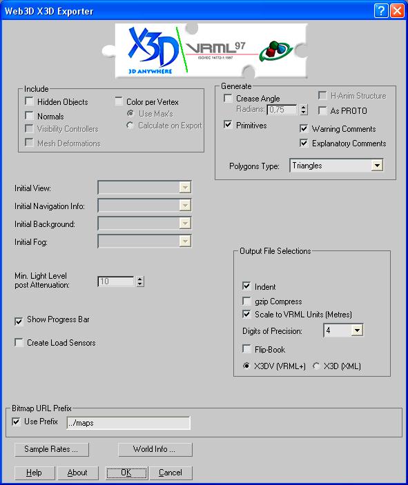 Kuva 9 Web3D X3D Exporter -vientiliitännäisen käyttöliittymä. 5.3 Selaimet 5.