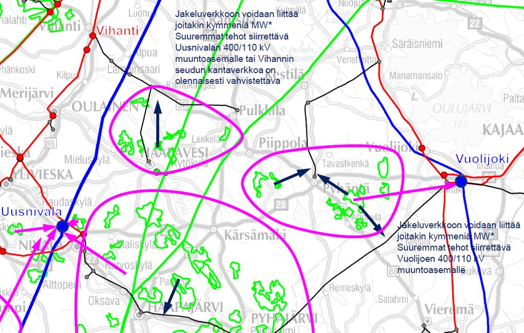 pia. Keskituuliarviot ovat 6,3 6,4 m/s. Kohteella 126 on hyvä aluetta lävistävä tieverkosto.