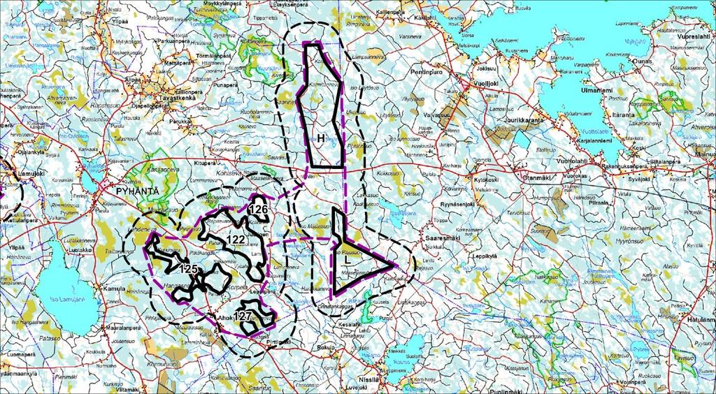 Kartta 1. Kohteiden sijaintikartta. Kartta 2. Vaikutuskohteita.