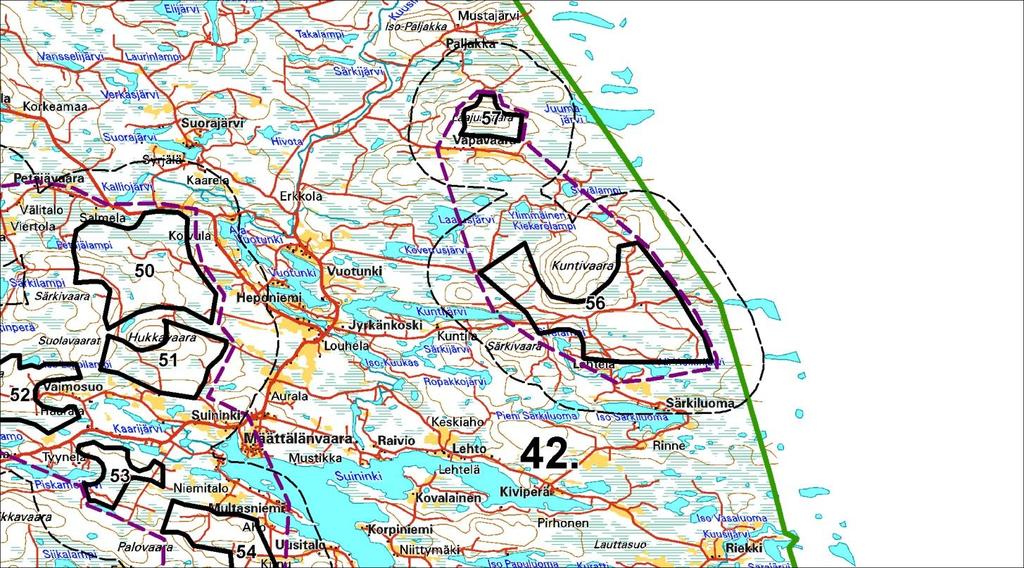 Kartta 1. Kohteiden sijaintikartta. Kartta 2. Vaikutuskohteita.