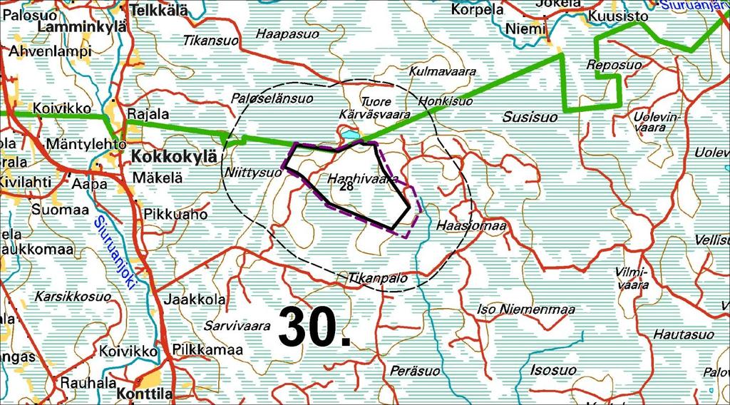 Kartta 1. Kohteiden sijaintikartta. Kartta 2. Vaikutuskohteita.
