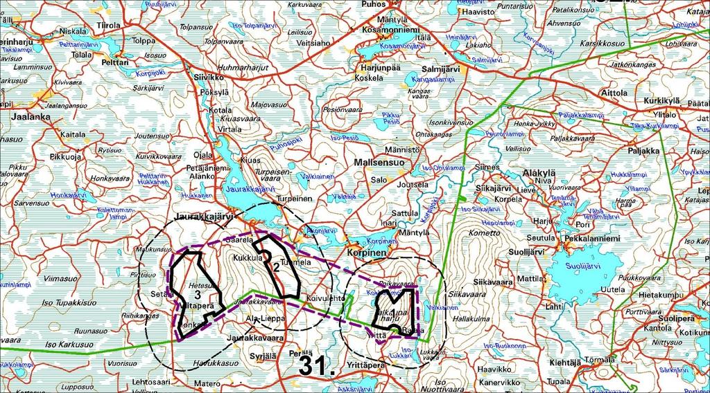 Kartta 1. Kohteiden sijaintikartta. Kartta 2. Vaikutuskohteita.