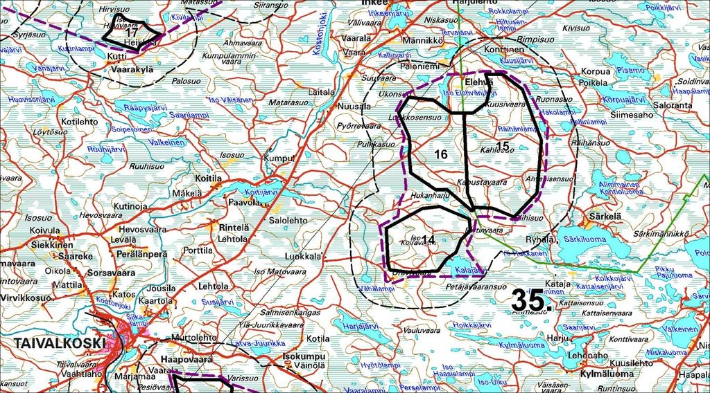 Kartta 1. Kohteiden sijaintikartta. Kartta 2. Vaikutuskohteita.