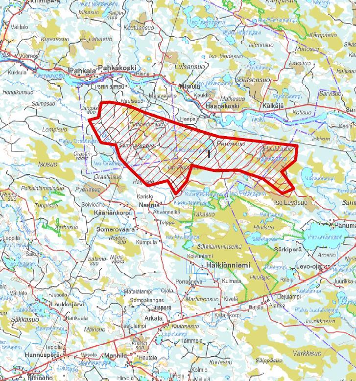 44 Alueen nimi Alue nro Selvitykset Pahkakoski-Peurasuo I - Manneralueen tuulivoimaselvitys, täydentävä arviointi Alue on teknistaloudellisilta lähtökohdiltaan keskivertoa hieman parempi alue.
