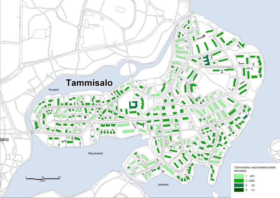 Rakennettu ympäristö Alueen yleiskuvaus Tammisalon rakennuskanta on pientalovaltaista ja kerroksellista.