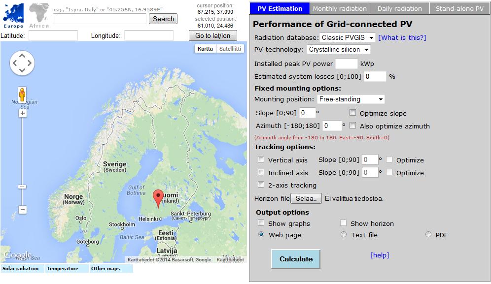 30 o 90 tarkoittaa kohtisuoraan länteen Tracking options: Täytetään vain, jos käytössä fyysinen on seurantalaite (Ilmastoinfon www-sivut. 2014) Kuva 9.