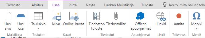 Lisää valikosta voit lisätä portfolioosi taulukoita, kuvia, tiedostoja tai linkkejä.