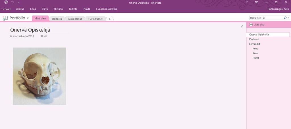 välillä, valitse OneNote 2016 versio.