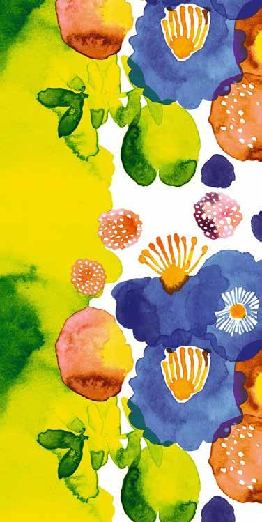 3.6. Marimekko kuva 33: Juhannustaika-kangas, Aino-Maija Metsola 2007 Vuonna 1951 perustetun Marimekon toiminta lähti liikkeelle painokankaiden tuottamisesta (Wisbrun 2011, 28).