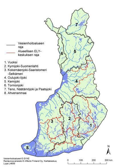 Yleistä vesienhoidosta VPD (2000/60/EY) ja laki vesien- ja merenhoidon järjestämisestä (1299/2004) Suunnittelu tehdään vesienhoitoalueittain (Suomessa 8 kpl), asetus 1303/2004 Vesienhoitosuunnitelmat